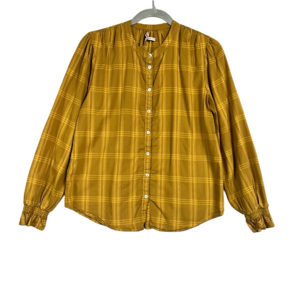 Faherty Harper Top Aspen Gold Plaid Long Sleeve Button Up Sz S